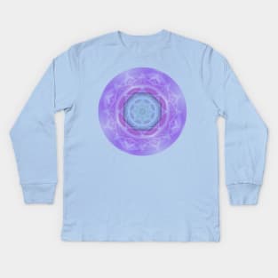 PURPLE LOTUS MANDALA,  LILAC MANDALA PATTERN, PINK AND LAVENDER LOTUS DESIGN Kids Long Sleeve T-Shirt